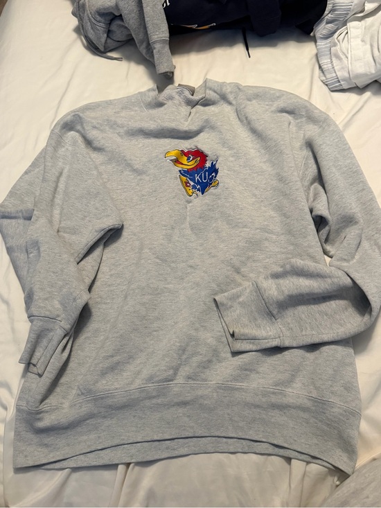 Tops - KU Jayhawk Vintage Embroidered Gray Crewneck Sweatshirt